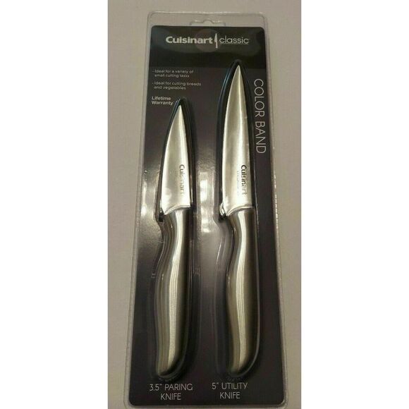 Cuisinart Classic Silver/Black 3.5" Paring & 5" Utility Knife Set w/Blade Guard - Picture 1 of 3